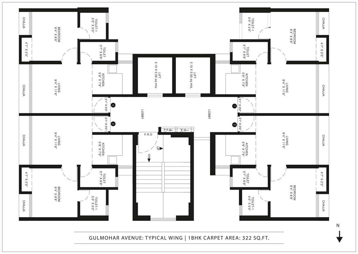 1 BHK Floor Plan